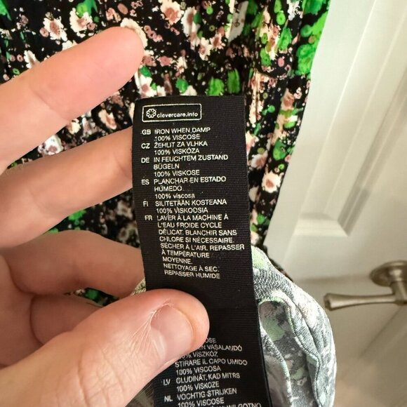 & Other Stories Floral Print Sleeveless Tiered A-Line Midi Dress Green/Black 0 - Picture 4 of 5